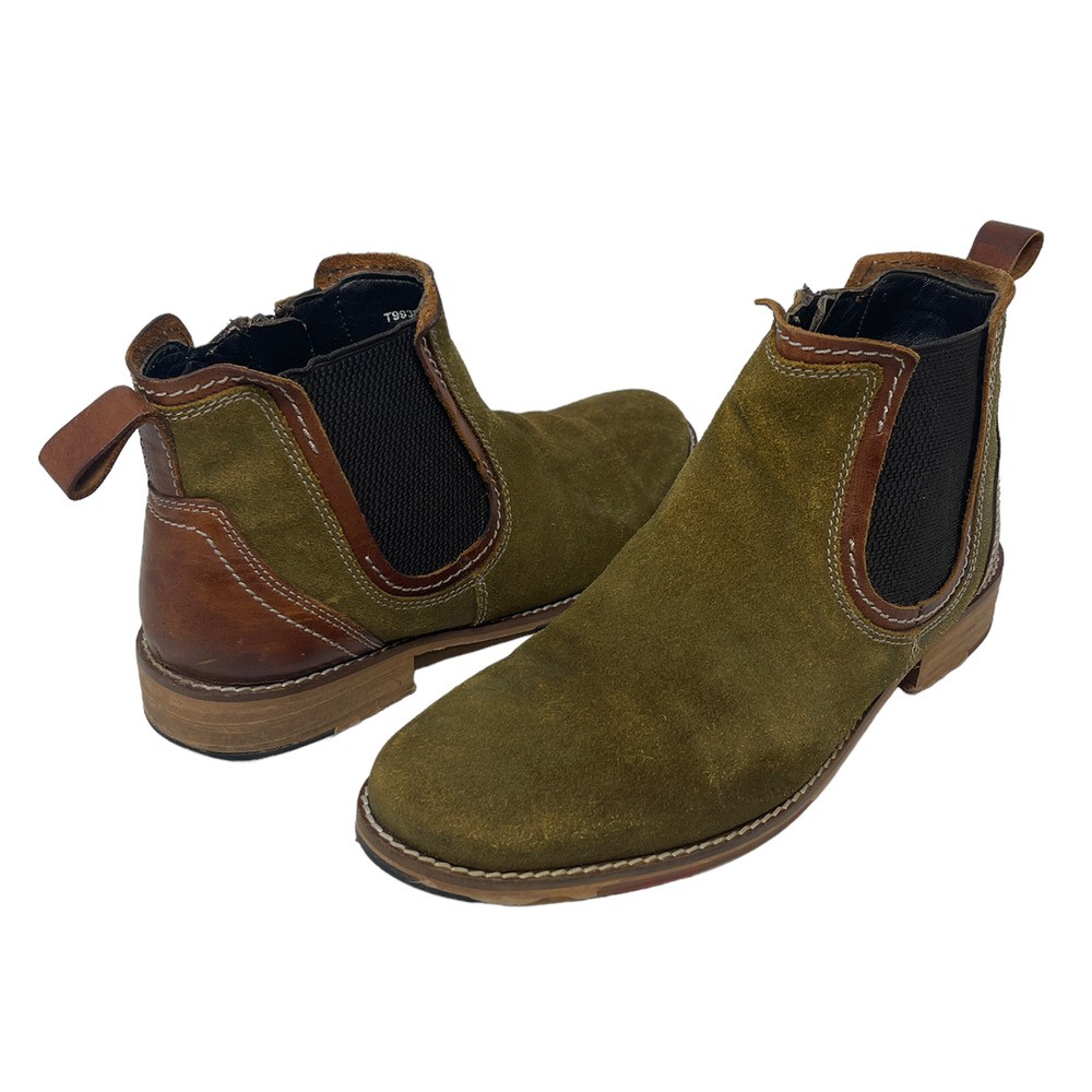 Testosterone Men’s Olive Green Pull On Suede Chelsea Boots size 41